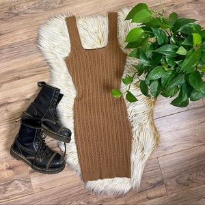 Cable Knit Caramel Mini Dress